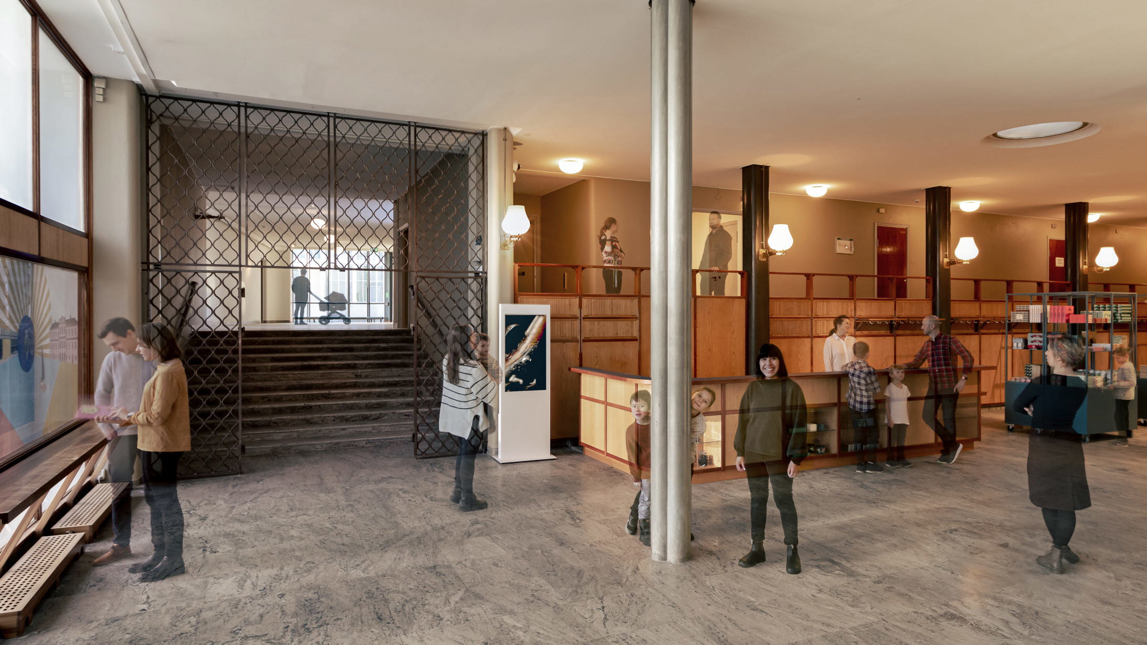 Museets entréhall efter nybyggnationen 2022
